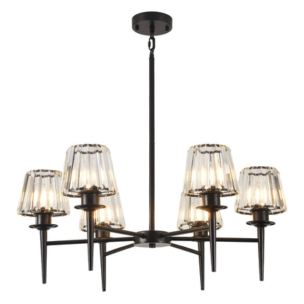 6-Light Brass Cone Glass Chandelier