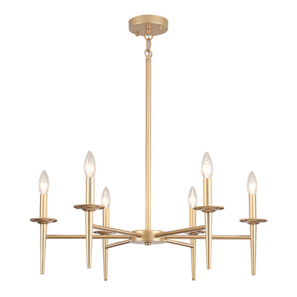 6-Light Matte Gold Candle Chandelier