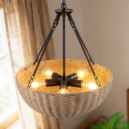 5-Light Hemp Rope Pendant Light