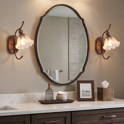 Rustic Floral Glass Wall Sconces - Set of 2