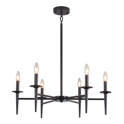 6-Light Matte Gold Candle Chandelier
