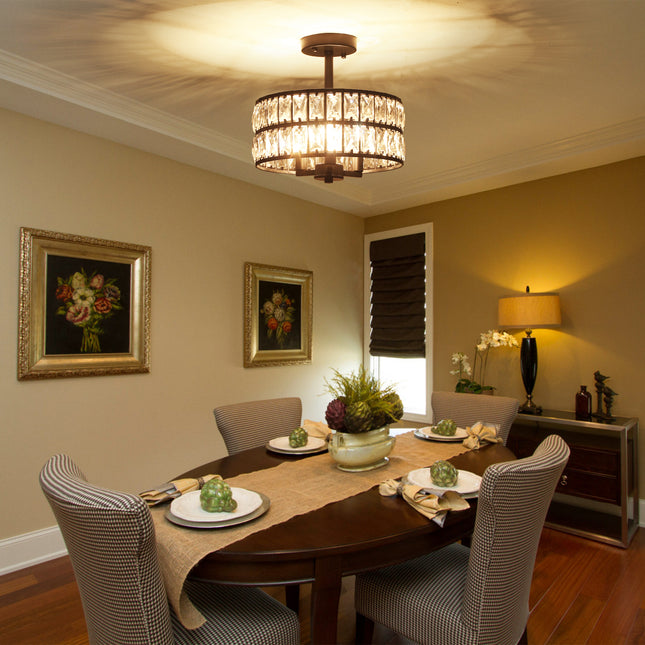 Ceiling Light Modern Crystal Shade 3-Light