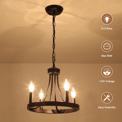 Chandelier Wagon Wheel 4-Light