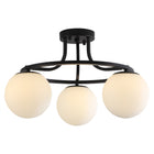 3-Light Satin Nickel Globe Ceiling Light with Frosted White Glass