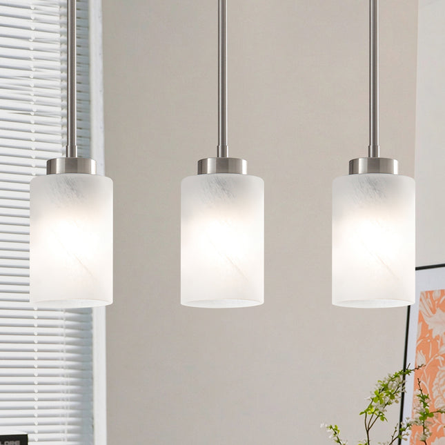 3-Pack Brushed Nickel Cloud Glass Pendant Lights