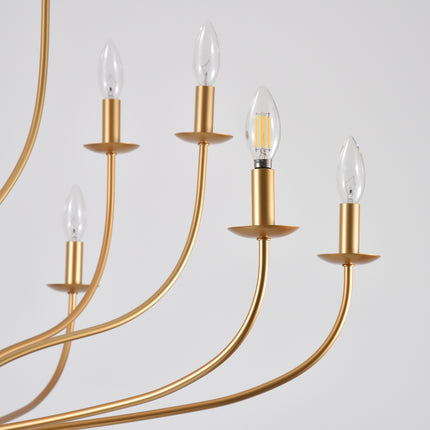 3-Tier 15-Light Matte Black Candelabra Chandelier