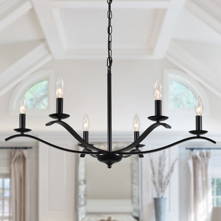 Classic Black 6-Arm Chandelier