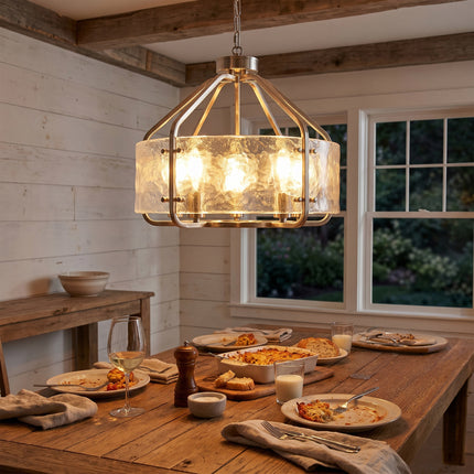 Satin Nickel 5-Light Glass Chandelier