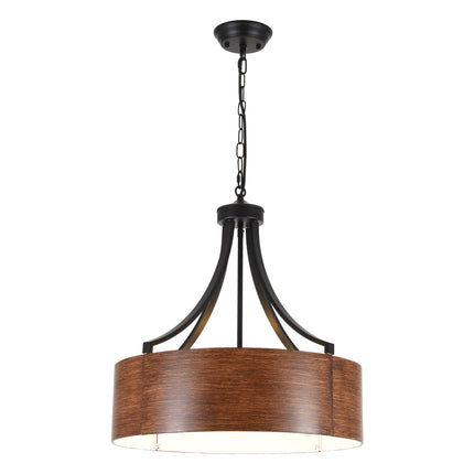 5-Light Matte Black Drum Chandelier