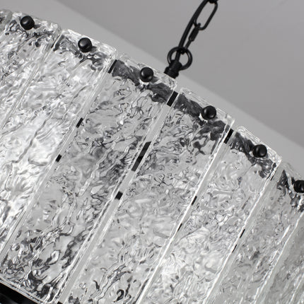 5-Light Black Textured Glass Drum Chandelier