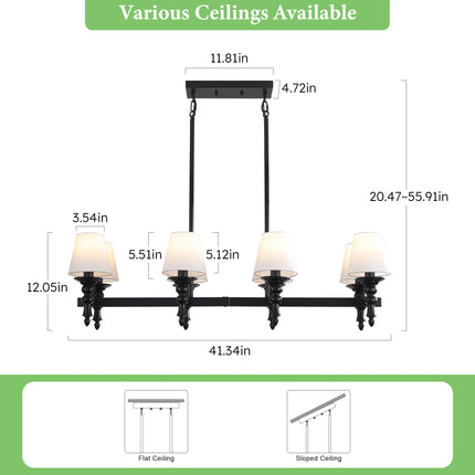 Black 8-Light Island Pendant Light
