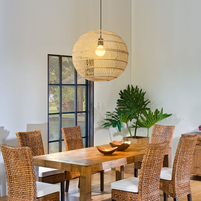Pendant Light Round Rattan Shade