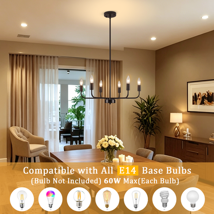 6-Light Matte Black Farmhouse Chandelier
