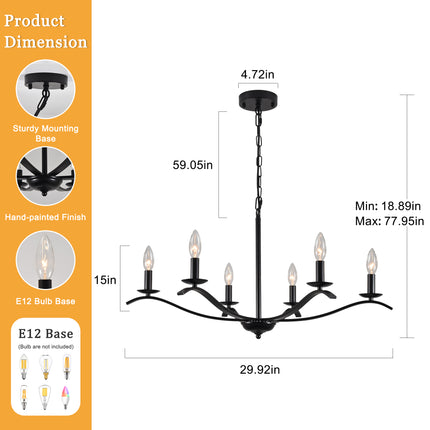 Classic Black 6-Arm Chandelier