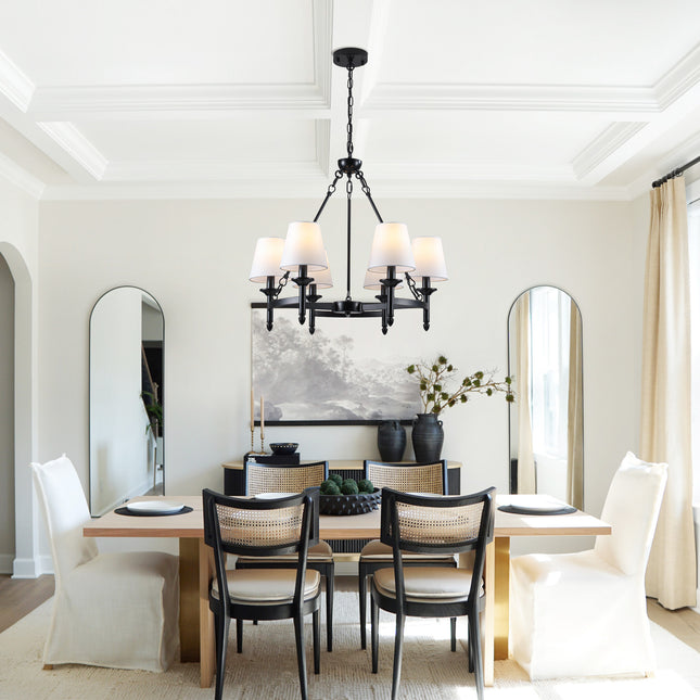 Black 6-Light Fabric Chandelier