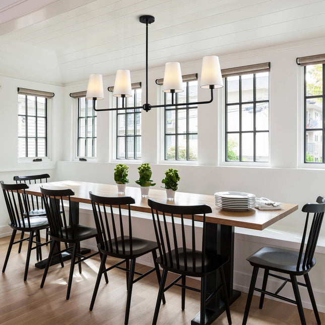4-Light Matte Black Linear Pendant Light