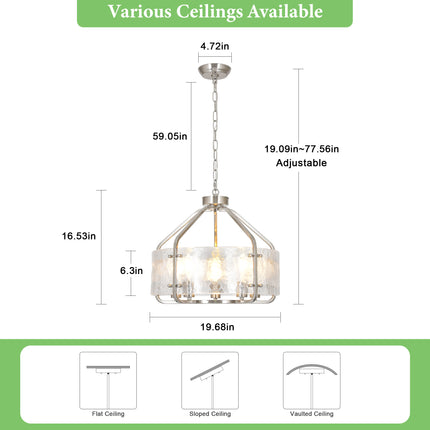 Satin Nickel 5-Light Glass Chandelier