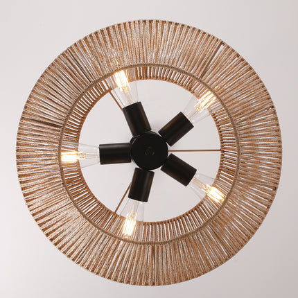 Coastal Boho 5-Light Woven Rattan Chandelier