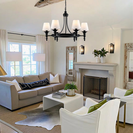 Chandelier Fabric Shade Wheel 6-Light