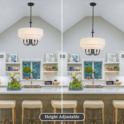 5-Light Black Double Drum Chandelier