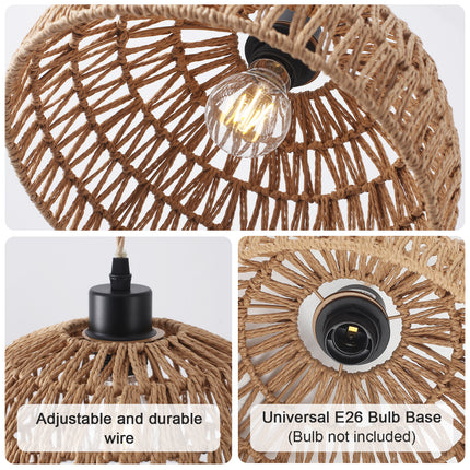 Pendant Light Dome Minimalist - Brown Rope Dimmer Plug-in