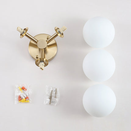 3-Light Gold Milk Glass Globe Semi Flush Mount