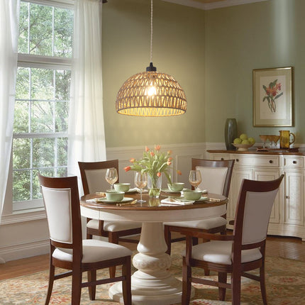 Pendant Light Dome Minimalist - Brown Rope Dimmer Plug-in