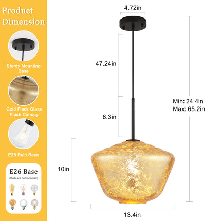 Modern Gold Foil Glass Bowl Pendant Light