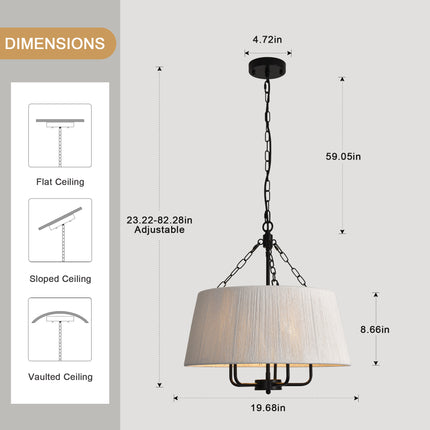 Boho-Inspired 5-Light Tapered Cotton String  Chandelier