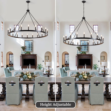 Chandelier Candle Wagon Wheel 20-Light