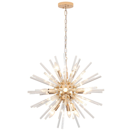 12-Light French Gold Tube Pendant Light