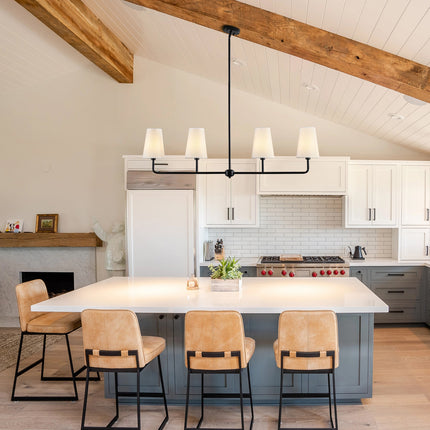 4-Light Matte Black Linear Pendant Light