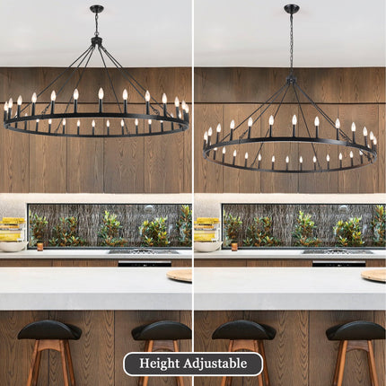 Chandelier Candle Wagon Wheel 36-Light