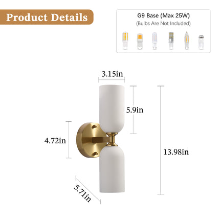 2-Pack 2-Light Brass Wall Sconces
