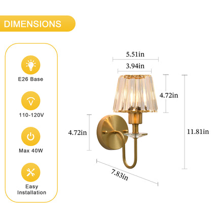 2-Pack 1-Light Brass Glass Strip Wall Sconces