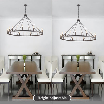 Chandelier Candle Wagon Wheel 24-Light