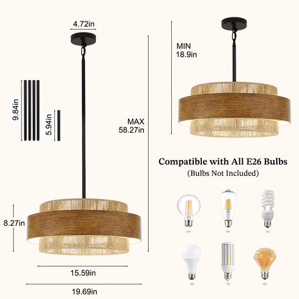 Farmhouse 5-Light Woven Rope Chandelier