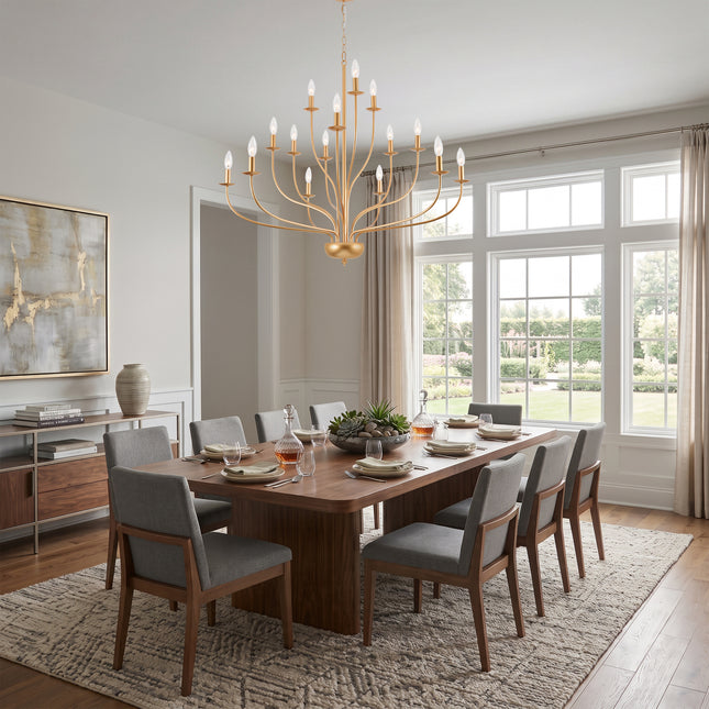 3-Tier 15-Light Matte Black Candelabra Chandelier