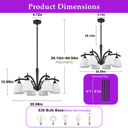 6-Light Black Dining Room Chandelier