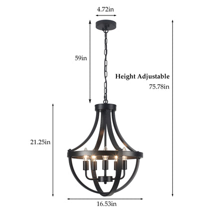 Chandelier Caged Metal Frame 5-Light