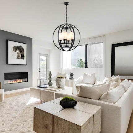 4-Light Black Globe Chandelier