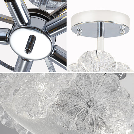 5-Light Polished Chrome Tulip Flower Glass Ceiling Light