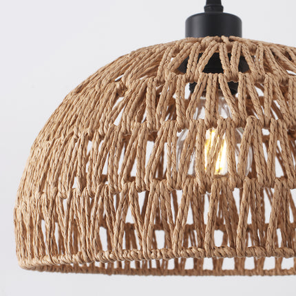 Pendant Light Dome Minimalist - Brown Rope Dimmer Plug-in