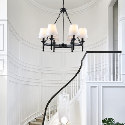Black 6-Light Fabric Chandelier