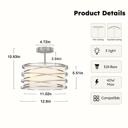 Modern Intersecting Ring 3-Light Ceiling Light