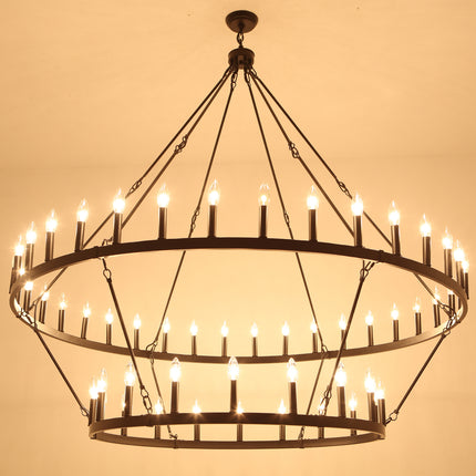 Chandelier Candle Wagon Wheel 36+18-Light