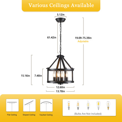 Matte Black Industrial Drum Pendant Light