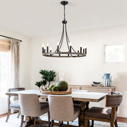 Chandelier Wagon Wheel 12-Light