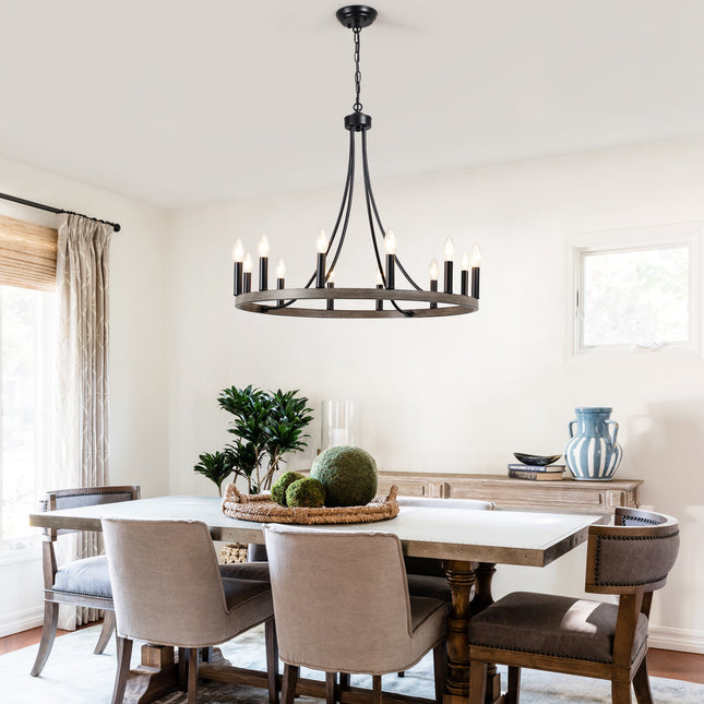 Chandelier Wagon Wheel 12-Light