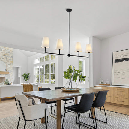 4-Light Matte Black Linear Pendant Light